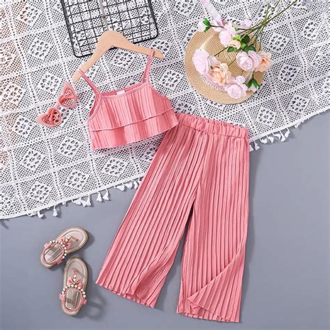 Girls Pink Pleated Crop Top And Plazzo 2 Pcs Set – TrendyKid