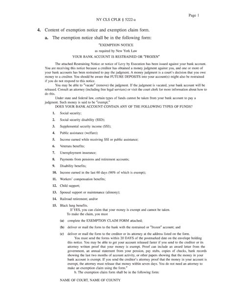 NY Exemption Notice - Blank Fillable Template | Fill Out, Print ...