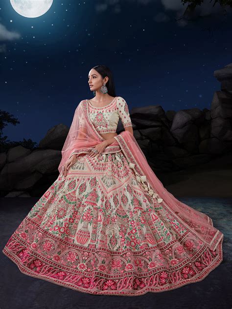 White Net Lehenga Choli Set with Thread & Sequin Embelli