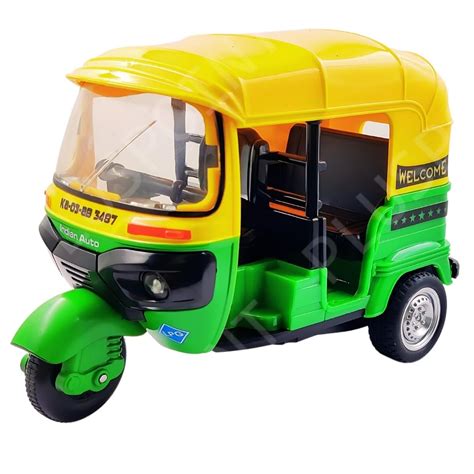 PLUSPOINT Auto Rickshaw Toy,with Pull Back Action City Traffic Vehicles ...