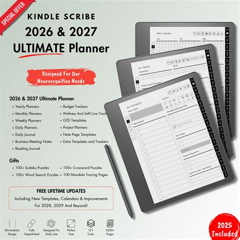Kindle Scribe Template - Planner for 2026 & 2027 – E-Ink Elysium