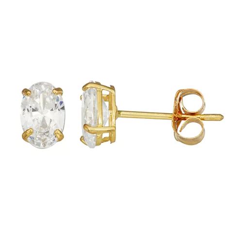 Forever 14K Cubic Zirconia Oval Stud Earrings