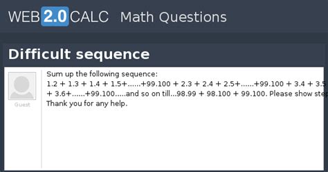 View question - Difficult sequence