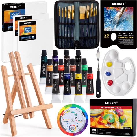 MERRIY Juego de pintura al óleo para artistas, kit de suministros de ...