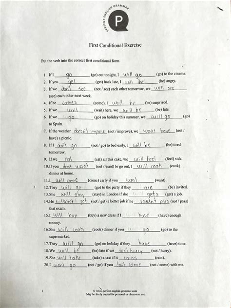 First Conditional Exercises 的图像结果