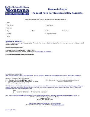 Fillable Online mhs mt Research Center Request Form for Business Entity ...