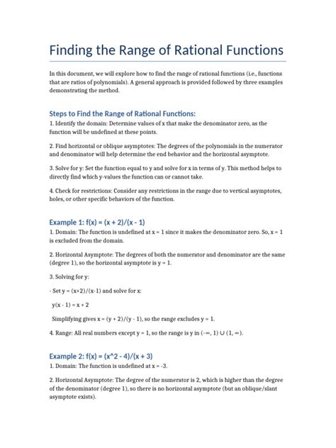 Image result for How to Find Range of Rational Function