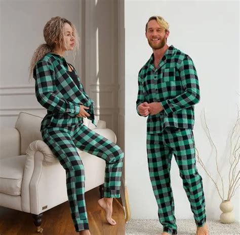 Matching Couple Christmas Pajamas Set Plaid Couples - Etsy