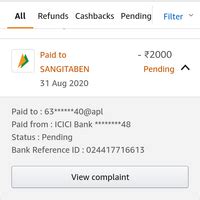 UPI — Amazon pay upi transaction status pending but amount was deducted