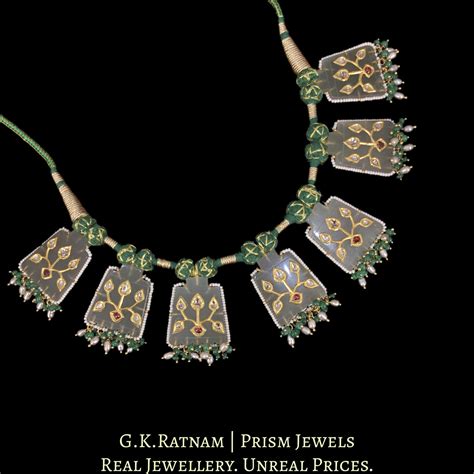 23k Gold and Diamond Polki Necklace with intricate Polki Inlays – G. K ...