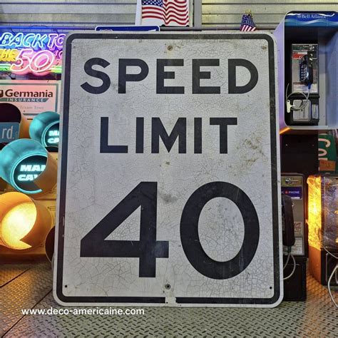 SPEED LIMIT 40 MPH - 115x91cm XXL - Panneau routier américain