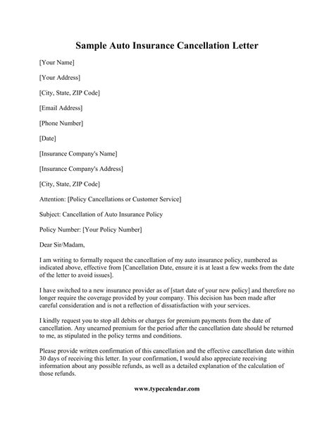 Free Printable Insurance Cancellation Letter Templates [PDF, Word]