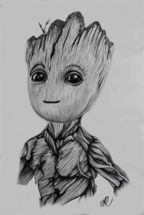 Drawing Baby Groot | Guardions of the Galaxy — Steemit | Marvel art ...