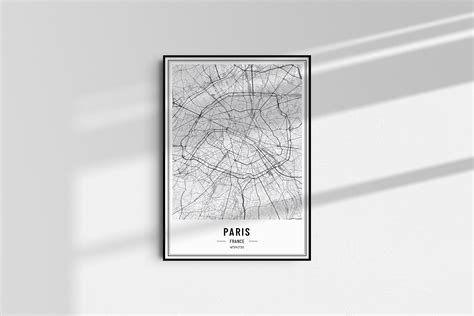 Paris France Map Digital Print, Paris Map Poster, Paris Map Wall Art ...