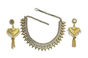 Buy Athizay Golden oxidised Necklaces Set matt Gold Finish Ethnic Hasli ...