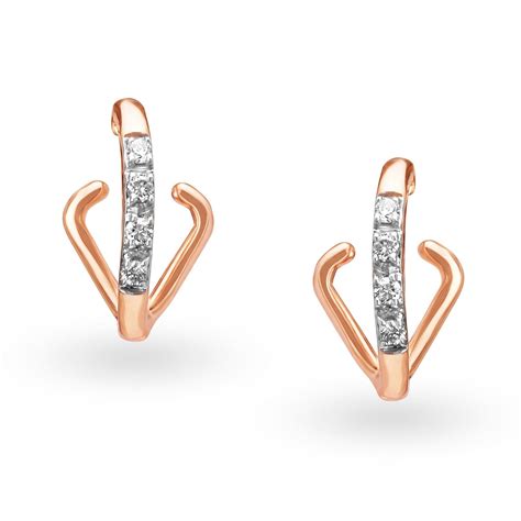 Mia by Tanishq 14KT 2 Colour Gold and Diamond Stud Earrings for Women ...