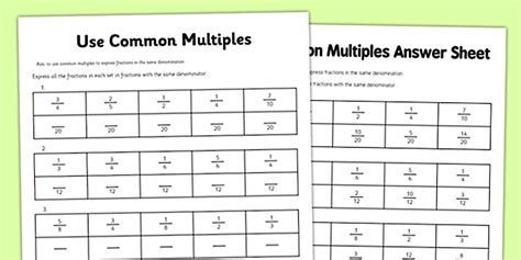 Grade 6 Common Multiples Worksheet | Twinkl Math
