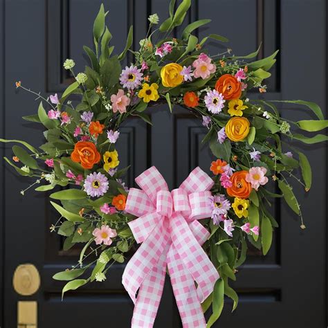 Amazon.com: wreathqueen Spring Wreaths for Front Door Outside 22 Inch ...