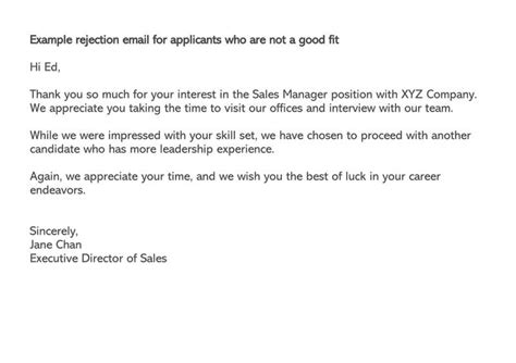 Sample Candidate Rejection Emails After an Interview