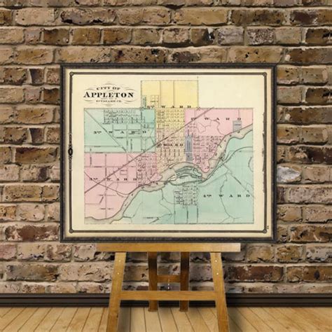 Buy Appleton Map Old Map Historical Map Print on Canvas or Paper Online ...