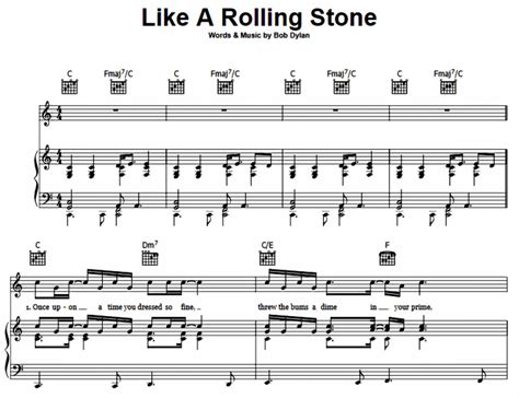 Bob Dylan - Like A Rolling Stone Free Sheet Music PDF for Piano | The ...