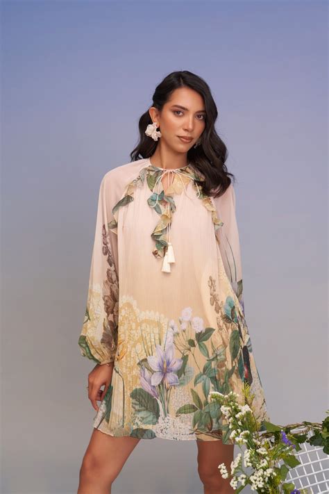 SNOWING FRONT TIE-UP PLEATED MINI DRESS