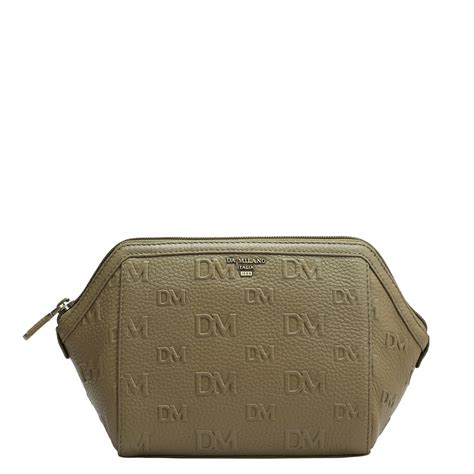 Monogram Wax Leather Vanity Pouch - Olive – Da Milano