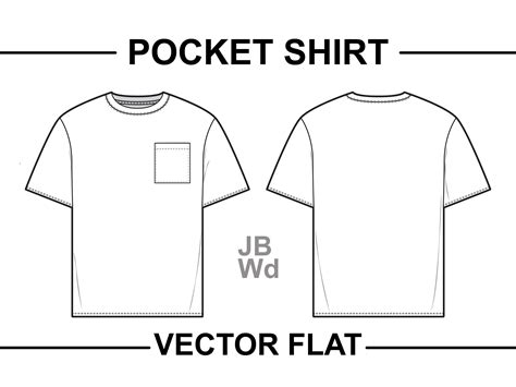 Pocket T-shirt Vector Flat Technical Drawing CAD Illustration Short ...