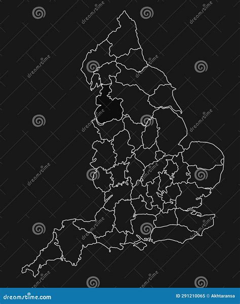 Map of England with White Borders of the Ceremonial Counties. United ...