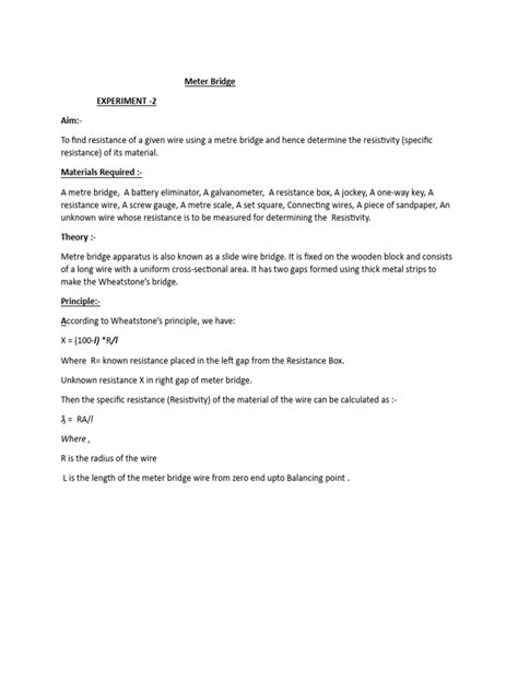 Image result for Meter Bridge Experiment Error Analysis