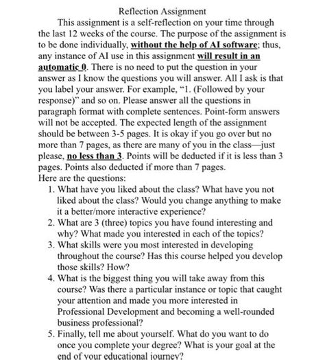 Image result for Reflection Assignment Examples