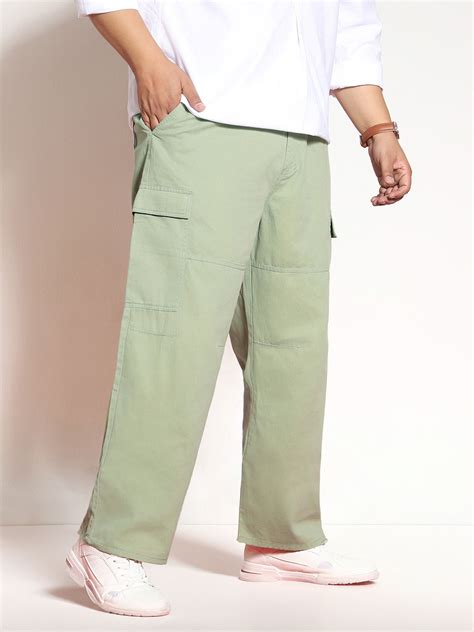 Plus Men's Pista Loose Baggy Fit Solid Cargo Chino Pant with 6 Pockets ...