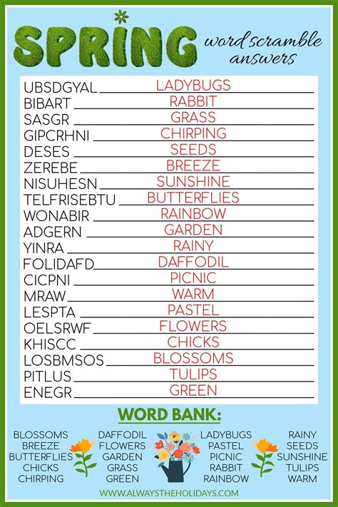 Image result for Spring Word Games