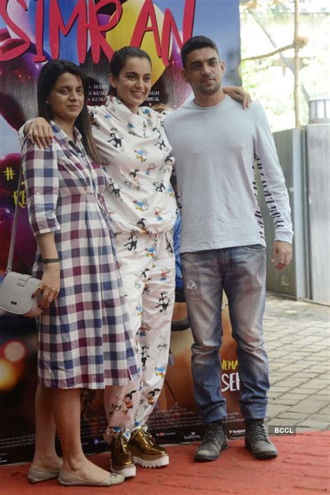 Kangana Ranaut with her sister Rangoli Ranaut and brother Akshit Ranaut ...
