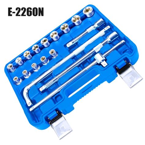 Eastman 1/2 Sq. Drive Sockets Sets, Chrome Vanadium Steel, Double Chro