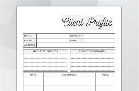 Image result for Client Profiles Examples