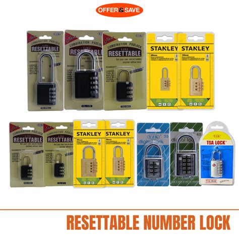 ONS Stanley Digit Resettable Combination Padlock / Number Lock | Shopee ...