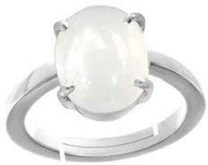 PARTH GEMS 7.25 Carat Pearl Silver Plated Ring (Moti/Mukta Silver Ring ...