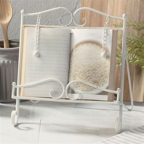 Townsend Antique White Wrought Iron Kitchen Cookbook Stand