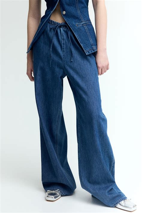 Feather Soft Denim Drawstring Pants - Denim blue - Ladies | H&M CA