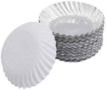 SVT Aluminium Foil Disposal Paper Plates (8 Inches_Silver) Pack of 100 ...