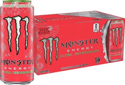 Monster Energy Ultra Watermelon, Zero Sugar, Full Flavor Energy Drink ...