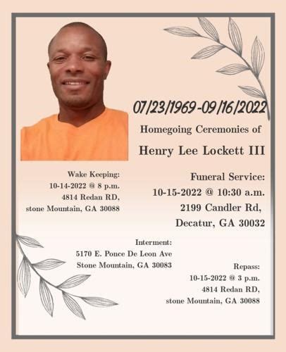 Henry Lockett III Obituary (2022) - Decatur, GA - Rucker Funeral Home ...