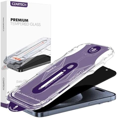 Czartech Auto-Align Privacy Tempered Glass Guard for iPhone 15 Pro Edge ...