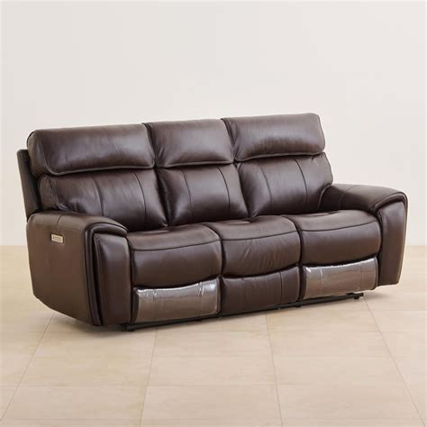 Buy Stockholm Half Leather 3-Seater Electric Recliner - Dark Brown from ...