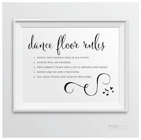 Dance Floor Rules Formal Black & White Wedding Party Signs - Walmart ...