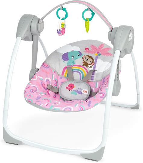 Bright Starts Pink Paradise Portable Compact Automatic Baby Swing with ...
