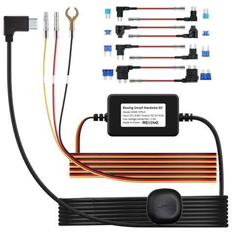 Rexing Dash Cam Smart Hardwire Kit with GPS Logger, Type-C Hard Wire Kit Fuse Only for R4 ...