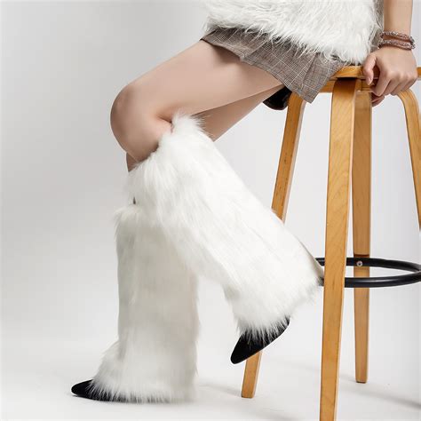 BAETEUY Faux Fur Leg Warmers for Women - Plush Soft Boot Cuff Sleeves ...