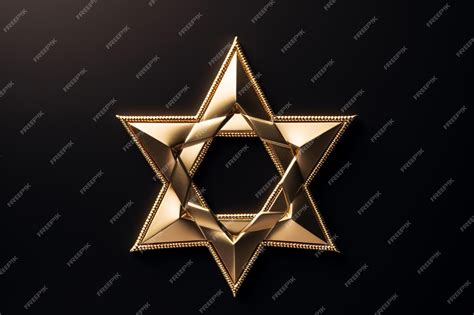 Premium Photo | Gold star of david on black background